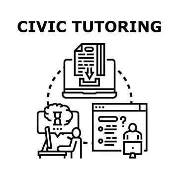 Civic tutoring online education program connecting students Illustration