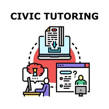 Civic tutoring online education program connecting students 스톡 일러스트