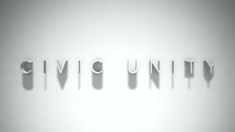 Civic unity 3D title animation with shadows on a white background Stock Footage 297066279