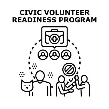 Civic volunteer readiness program concept for community support 库存插图