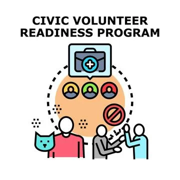 Civic volunteer readiness program concept for community support Stock Illustration
