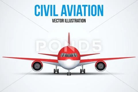 Civil Aircraft standing on the chassis Stock Illustration