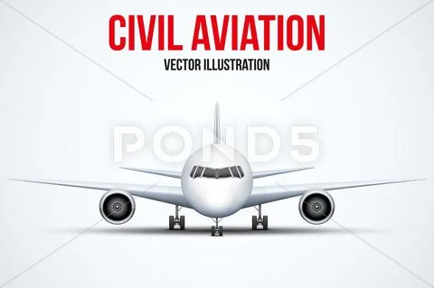 Civil Aircraft standing on the chassis Stock Illustration