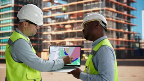 Civil Engineer And Contractor Discuss Land Use Plans Stock Footage 345312755