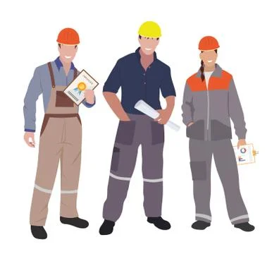 Civil engineer, architect and construction workers characters group. Group of Stock Illustration