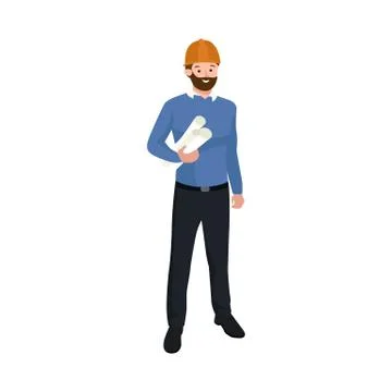 Civil engineer, architect or construction worker man vector illustration Stock Illustration