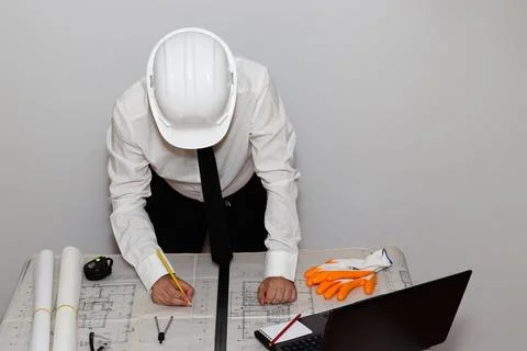 A civil engineer is checking the project. 스톡 사진