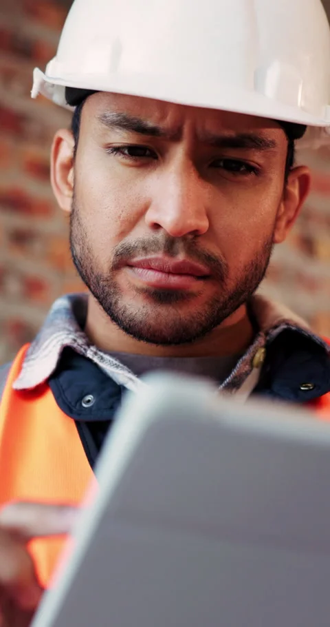 Civil engineer, confused and man with tablet in building, property development Stock Footage 336239103