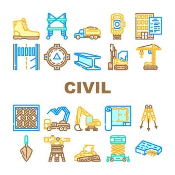 Civil engineer construction icons set vector Stock Illustration
