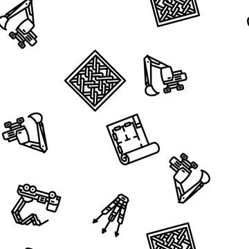 Civil engineer construction vector seamless pattern Illustrazione stock