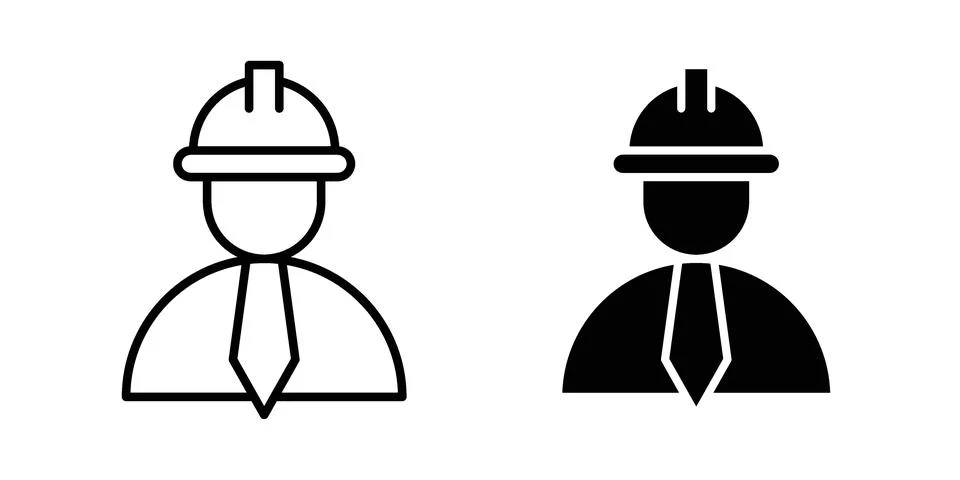 Civil Engineer icon linear versions pack on white background Stock Illustration