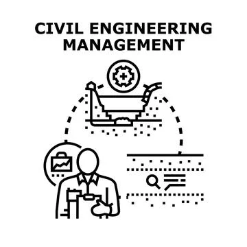 Civil engineer managing construction project and infrastructure development Illustrazione stock