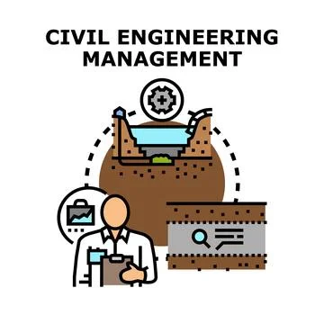 Civil engineer managing construction project and infrastructure development Stock Illustration