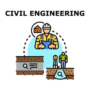 Civil engineer managing construction project, land survey, and foundation p.. Stock Illustration