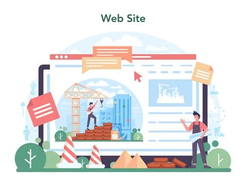 Civil engineer online service or platform. Professional occupation Stock Illustration