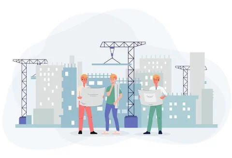 Civil engineer or construction architect characters flat vector illustration. イラスト素材