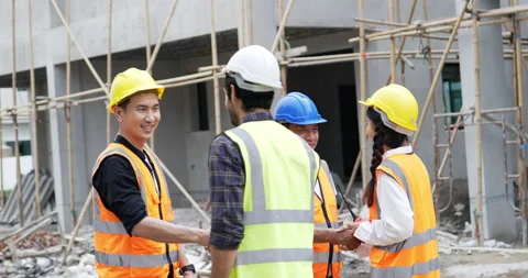 Civil engineer shakes hands and then walk away Stock Footage 195616254