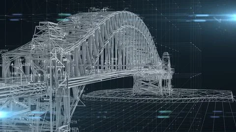 Civil engineer structural architect analysis bridge design engineering Stock Illustration
