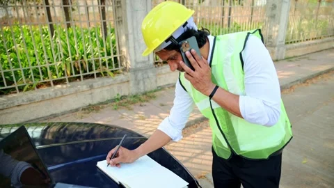 Civil engineer talking on phone Stock Footage 277036096