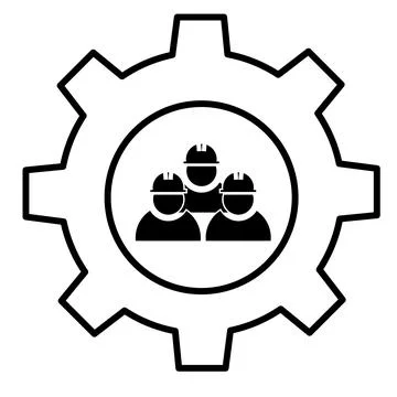 Civil engineer teamwork icon. Engineering team at construction site sign. Stock Illustration
