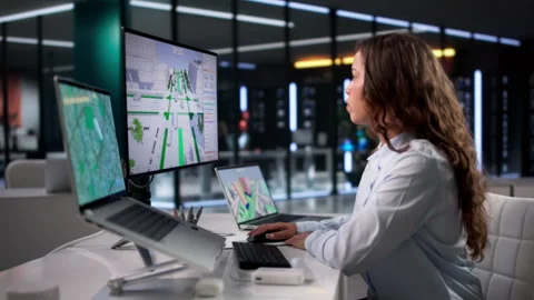 Civil Engineer Uses Laptop Stock Footage 335882369