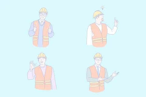 Civil engineer work, project idea, success, positive emotions concept Stock Illustration