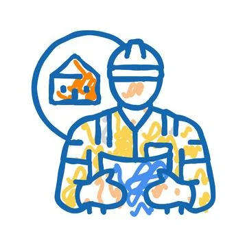 Civil engineer worker icon doodle illustration Stock Illustration