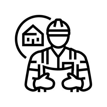 Civil engineer worker line icon vector illustration Stock Illustration