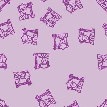 Civil engineer worker line vector seamless pattern Illustrazione stock