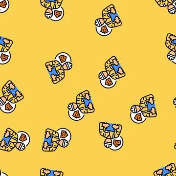 Civil engineer worker vector seamless pattern Stock Illustration