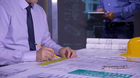Civil Engineer Working In Office Stock Footage 194886253