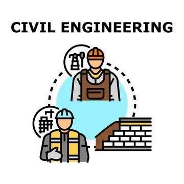 Civil engineering construction developing infrastructure and buildings Stockillustratie