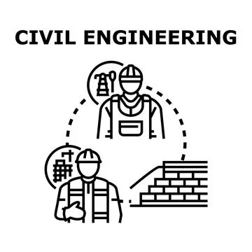 Civil engineering construction developing infrastructure and buildings Stock Illustration