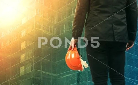 Civil engineering man working in construction site Stock Photos