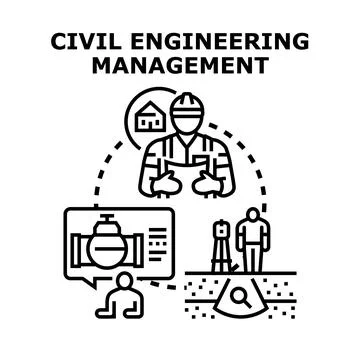 Civil engineering management concept planning construction project Stock Illustration