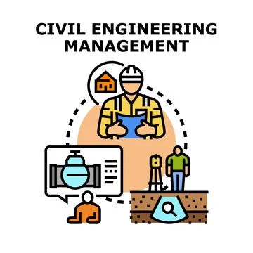 Civil engineering management concept planning construction project Stock Illustration