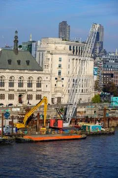 Civil Engineering on River Thames: Tideway Central Stock Photos