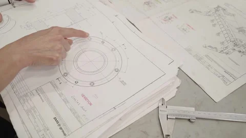 Civil engineering team, watching the Blue Print and planning. Stock Footage 246606733