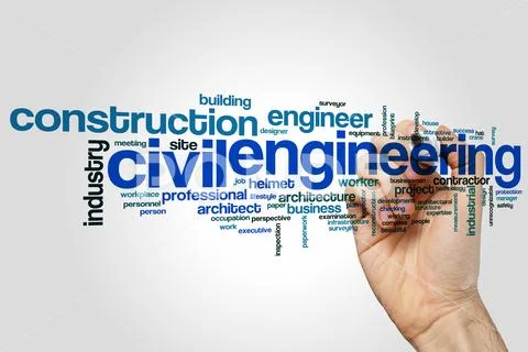 Civil engineering word cloud concept on grey background Stock Photos