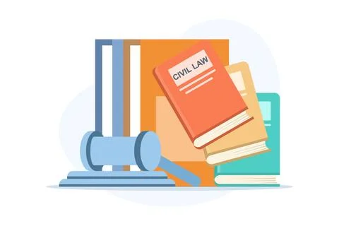 Civil law and criminal code illustration, symbolizing legal systems, regulations Stock Illustration