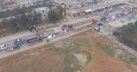 Civil migration accelerated with the growth of the war in the Idlib region. Stock-Footage 125763013