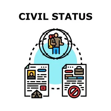 Civil status document concept for immigration and refugee camp application Stock Illustration
