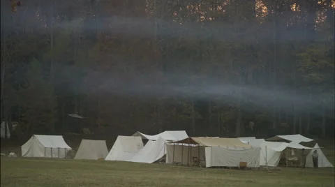 Civil war base camp Stock Footage 40478994