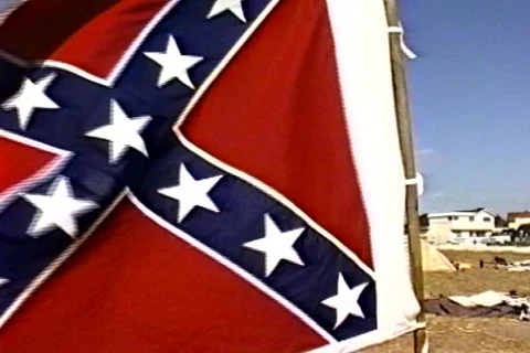 Civil war camp flag 스톡 동영상 299429