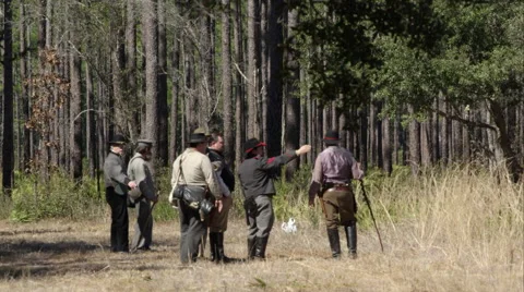 Civil war Collection, Artillery troops checking out possible emplacement Stock Footage 62198965