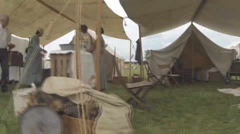 Civil War Era Scenes #12  (Victorian Group in Tent) Video stock 24804835
