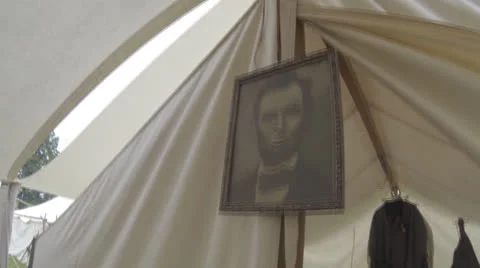 Civil War Era Scenes #14  (Lincoln picture Adorning Victorian Tent) Stock Footage 24804390