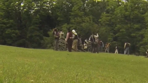 Civil War Era Scenes #17  (Confederate Line of Cannons Fire) Video stock 24804628