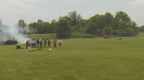 Civil War Era Scenes #19  (Confederate face Union in Skirmish Line) Stock Footage 24804790
