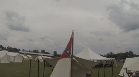 Civil War Era Scenes #7  (Confederate Flag &amp; Tent) Stock Footage 24804845